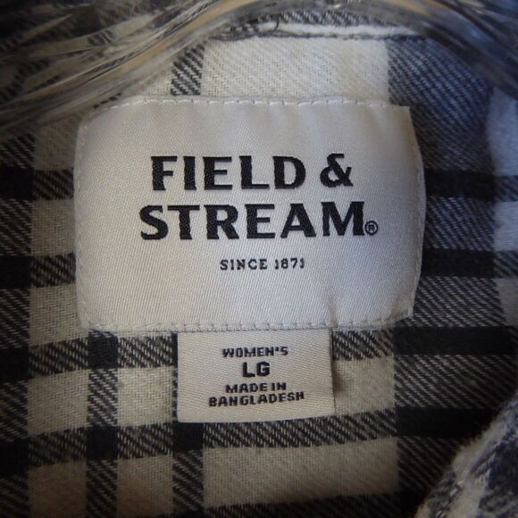 Field And Stream Shirt Women's Large White Gray Plaid Light Flannel Outdoors - Picture 2 of 7